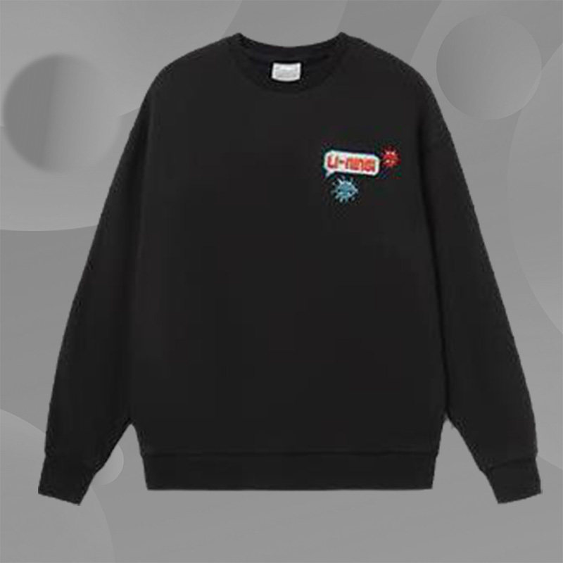 李宁卫衣男女秋季情侣装印花套头长袖宽松圆领上衣运动服AWDRD72