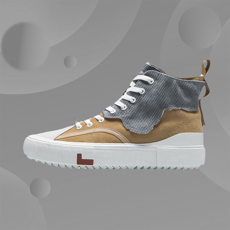 李宁休闲鞋男鞋秋季新款叠层帆布鞋潮流时尚高帮运动AGCR319