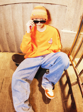 Lining/李宁正品2023冬季新款男子直筒水洗运动牛仔长裤AJQT385