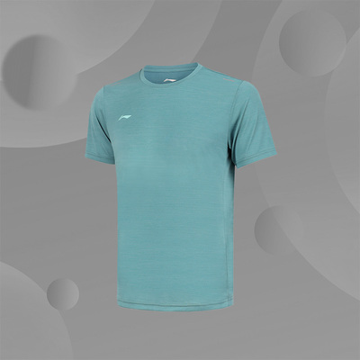 李宁夏季男子时尚潮流圆领休闲运动短袖T恤ATSS599-4