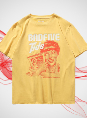 李宁图案t恤圆领潮流BADFIVEx汰渍联名款男子短袖文化衫AHSP945