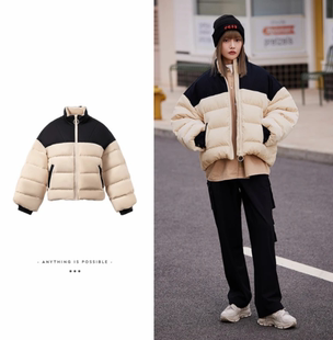 新品时尚潮流中国李宁女子宽松90%白鹅绒短羽绒服AYMR228