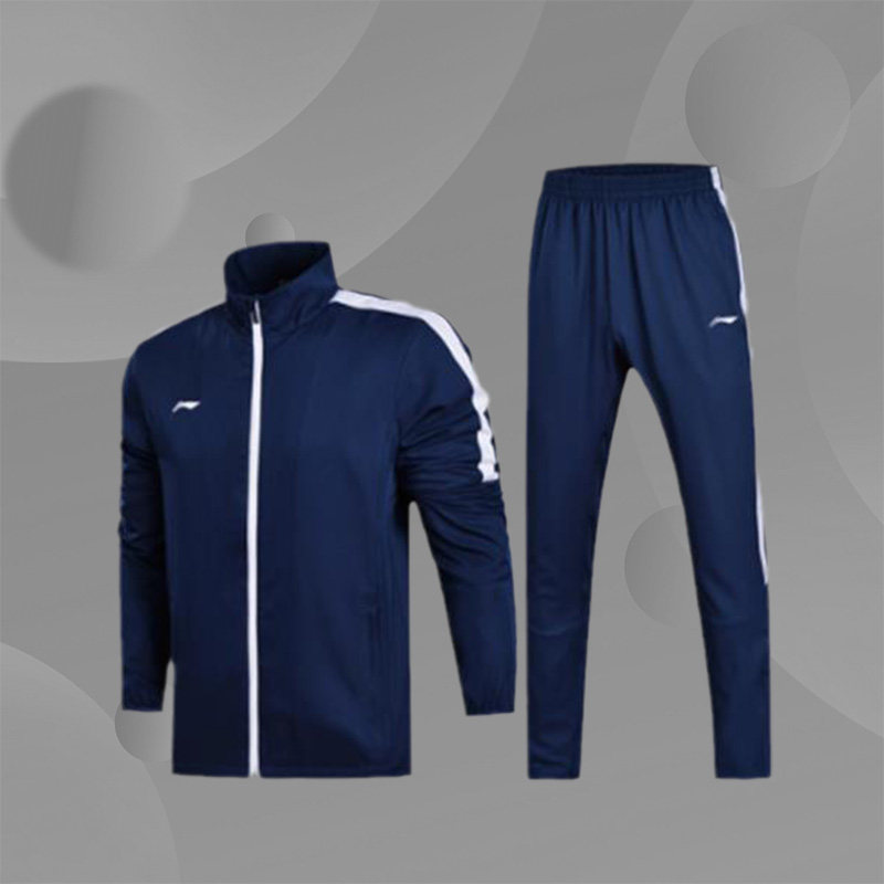 李宁运动服套装男足球服两件套速干透气长袖长裤AACN001