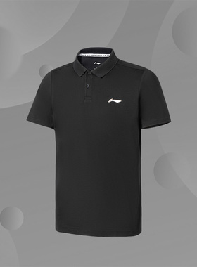 李宁正品男夏款训练系列纯棉针织黑色透气亲肤短袖POLO衫APLS161