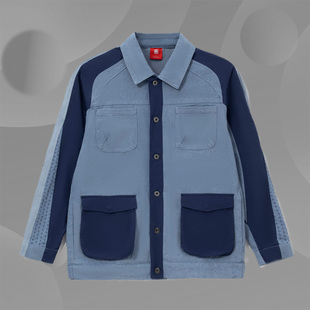 中国李宁正品新款男子运动休闲时尚多口袋水洗牛仔外套AJDR443