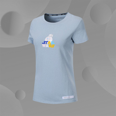 李宁女子夏季新款星战系列时尚棉透气运动短袖字母T恤AHSP052