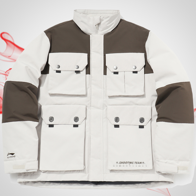 冬李宁男子连帽保暖时尚羽绒服外套AYMQ117