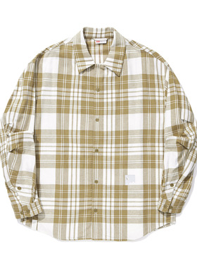 Lining/李宁正品夏季男子翻领格纹宽松透气休闲长袖衬衫ASHT473