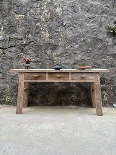 侘寂风全实木供桌香案家用条案农村案几佛台供奉桌入户复古玄关台