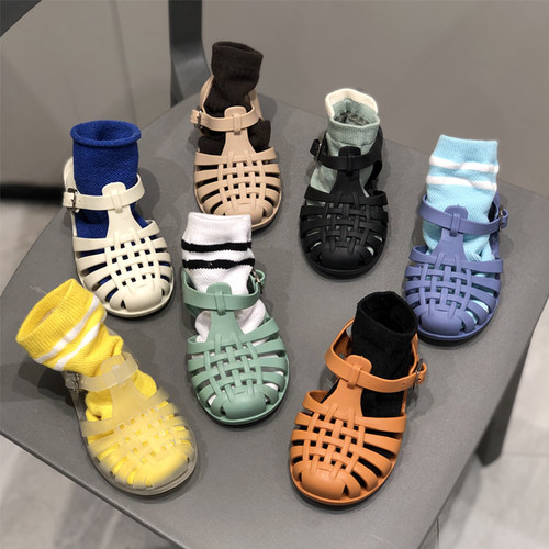 夏季包头镂空休闲男女童果冻凉鞋