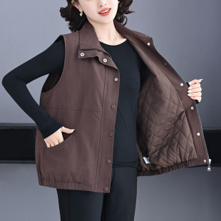 洋气时髦夹棉外套坎肩秋冬叠穿巨好看胖妈妈装 超大码 女士马甲新款