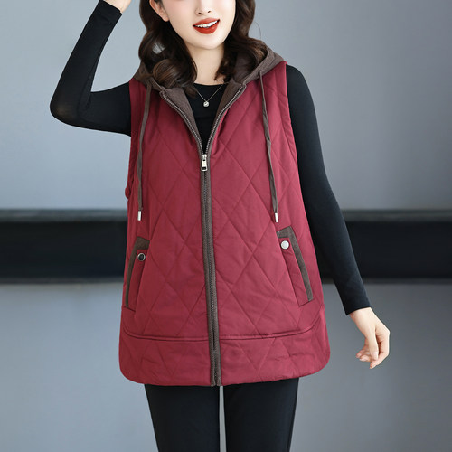 时尚休闲妈妈外穿棉马甲冬季大码