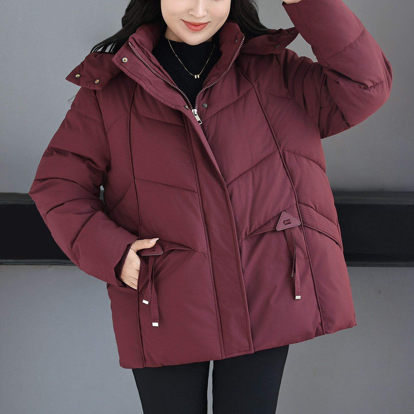 大码棉服女冬季时尚减龄中老年人胖妈妈棉袄洋气显瘦棉衣外套新款