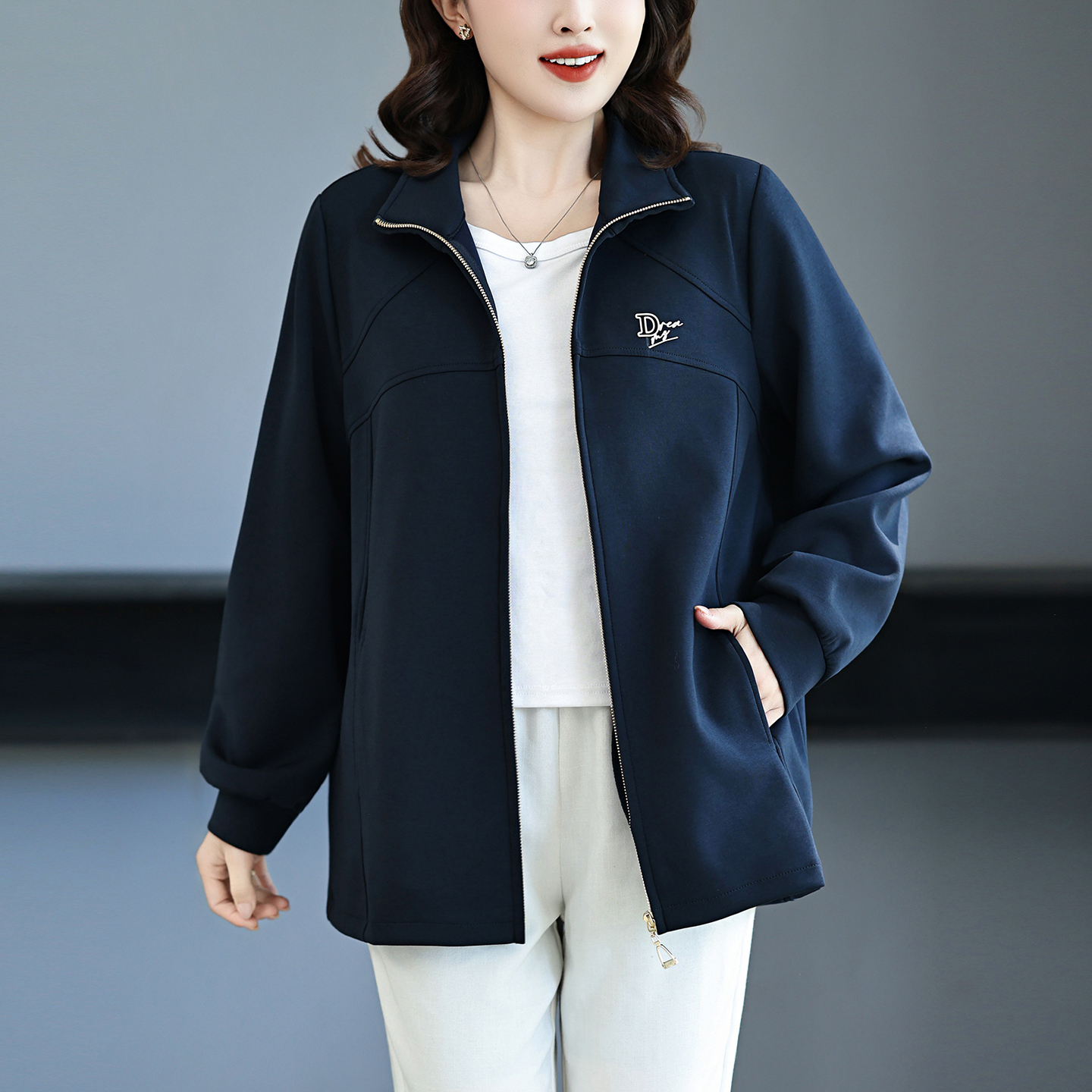 卫衣女开衫外套大码胖妈妈装新款