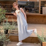压褶无袖细格连衣裙3006P130-K178，女装连衣裙，2C106