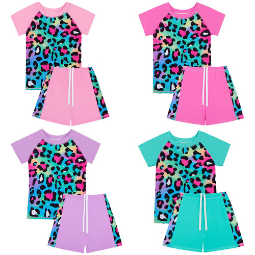 豹纹女童分体泳衣两件套中大童