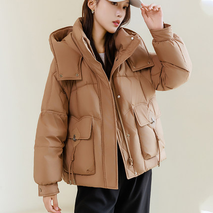 小个子羽绒服女2024冬季新款时尚休闲洋气超好看短款连帽加厚外套