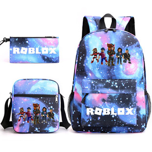 新款Roblox书包三件套游戏周边双肩包大容量中学生户外电脑帆布包