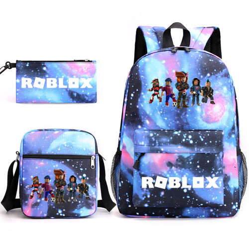 新款Roblox书包三件套游戏周边双肩包大容量中学生户外电脑帆布包