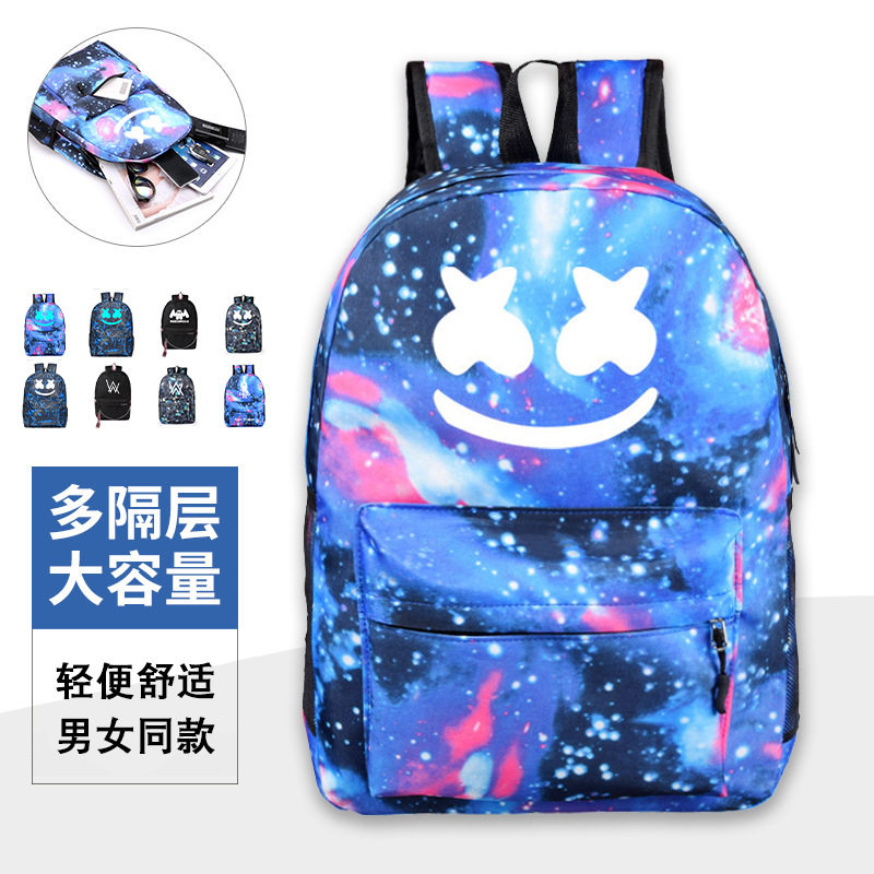 电音艾伦沃克AlanWalker书包棉花糖marshmello双肩包学生USB包