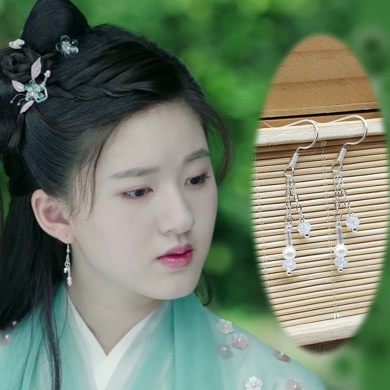 s925银耳钩天雷一部之春花秋月同款耳环赵露思古装汉服耳饰耳夹女