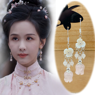国风铃兰花古装汉服耳饰s925银钩陈都灵庄寒雁雁回时同款耳环耳夹