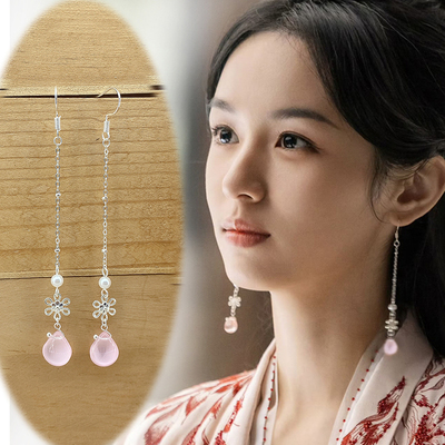 古装汉服长款耳饰简约耳坠s925银钩周也禾晏锦月如歌同款耳环耳夹