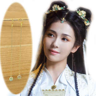 s925银钩长款仙女风汉服耳饰白鹿长月烬明同款耳环黎苏苏古装耳夹