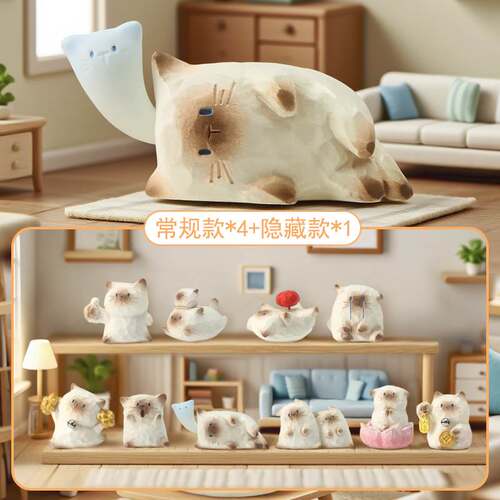 创意萌宠猫猫PAI情绪盲盒摆件