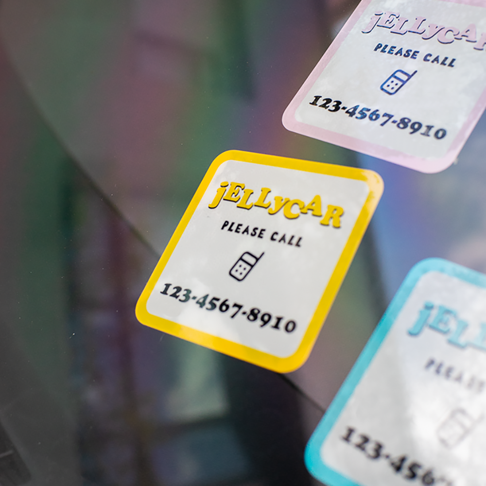 jellycar彩色渐变亚克力临时挪车牌电话号码牌创意静电号码贴纸