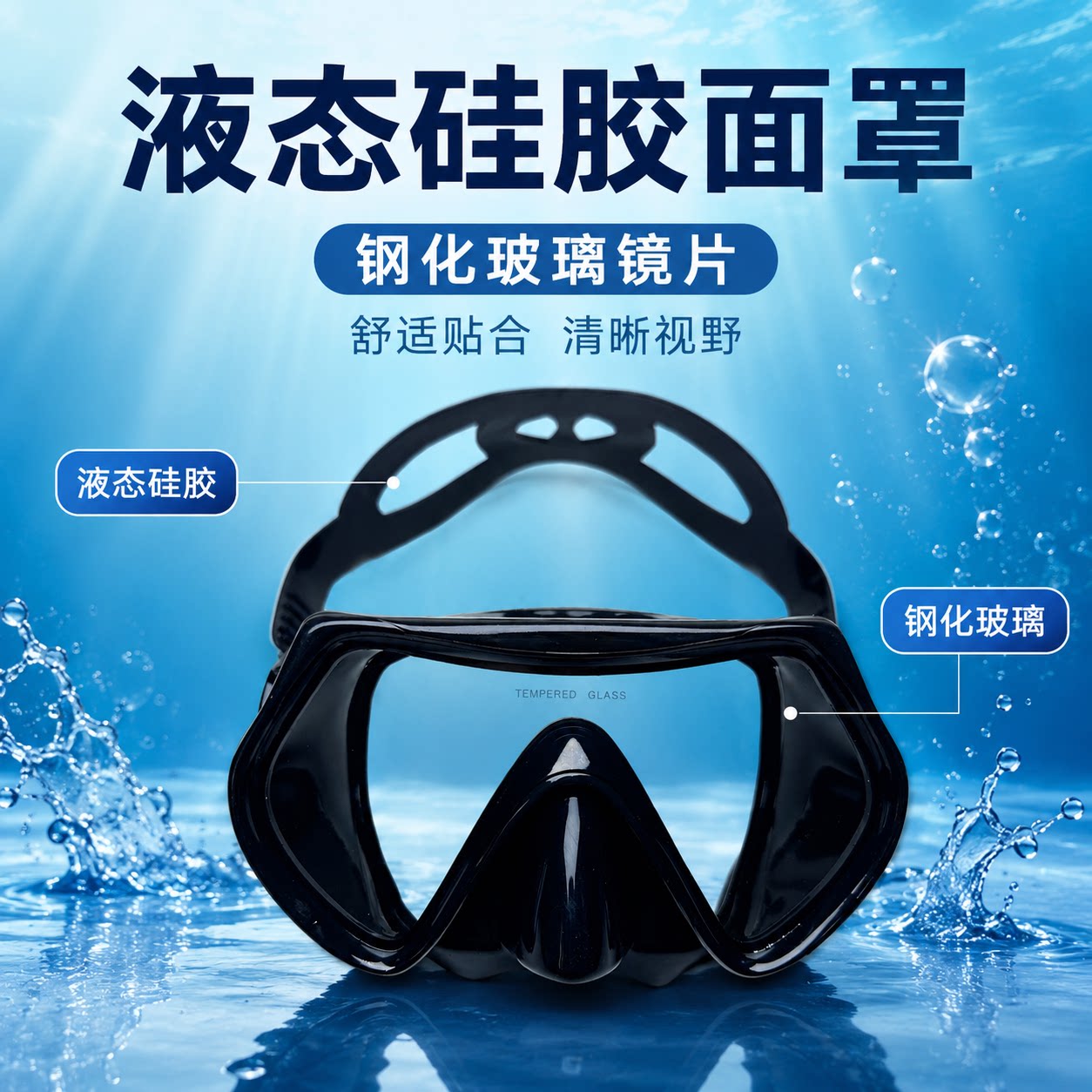 专业硅胶钢化玻璃防水高清面镜