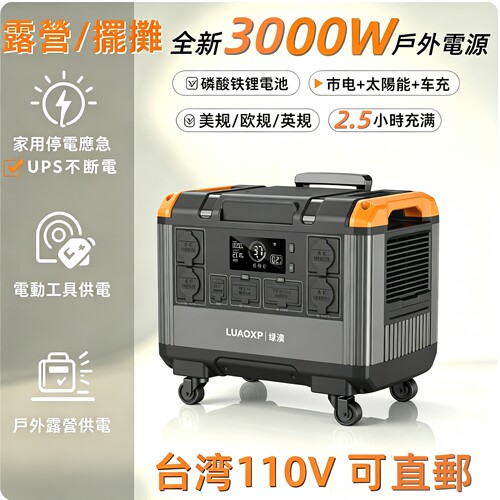luaoxp绿澳户外电源110v3度电3kw+香港英规ac摆摊露营电源2度电