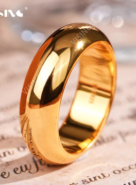 VISING黄金色泥鳅背光面指环戒指路路通时尚百搭戒指婚戒