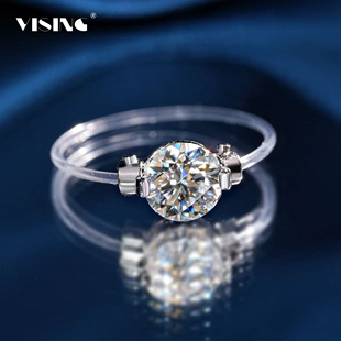 VISING珠宝人鱼之泪隐形戒臂一克拉莫桑钻石戒指求婚钻戒D色VVS