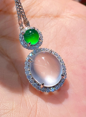 VISING天然玻璃种石英质玉水沫玉鸽子蛋吊坠项链媲美翡翠