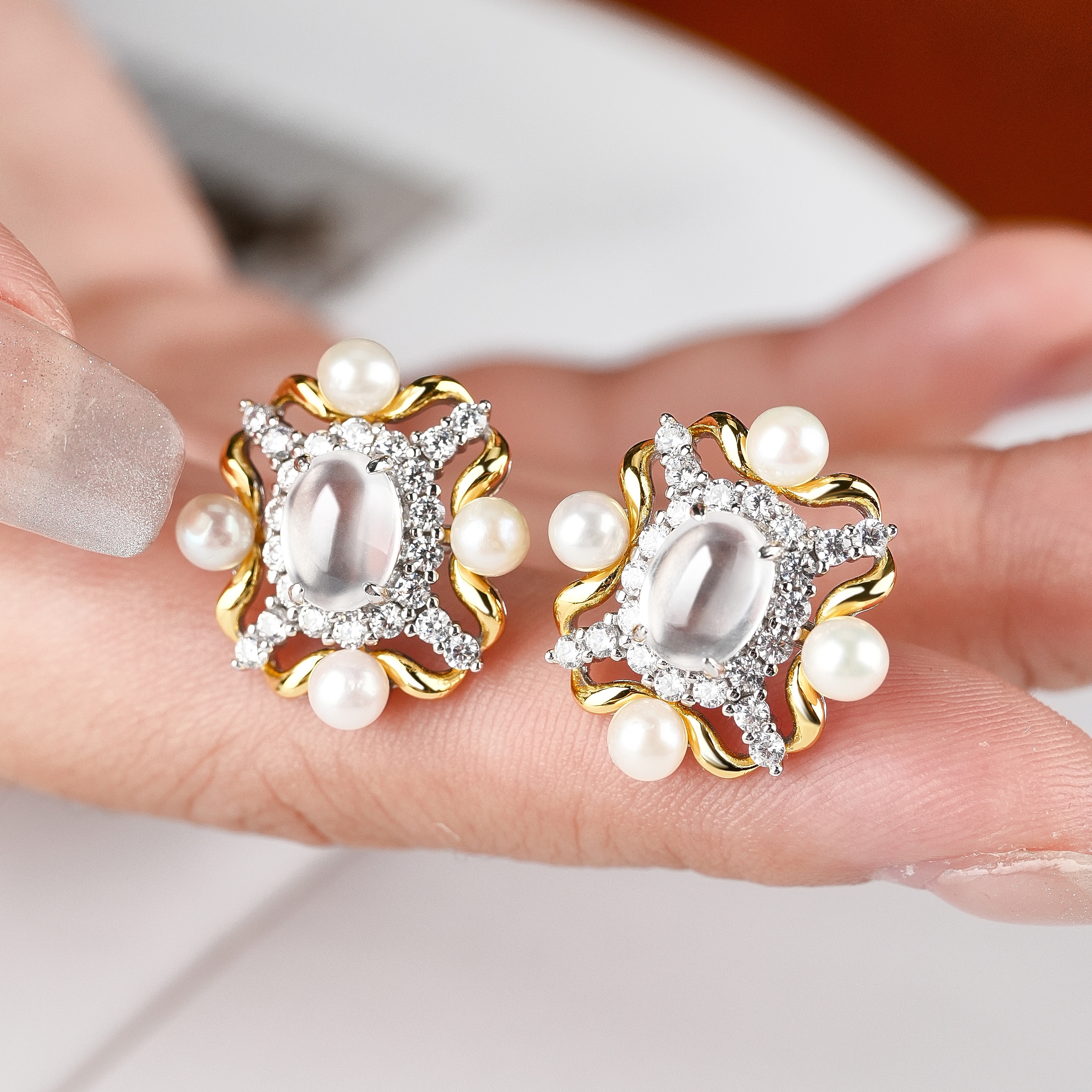 VISING珠宝水沫玉耳钉