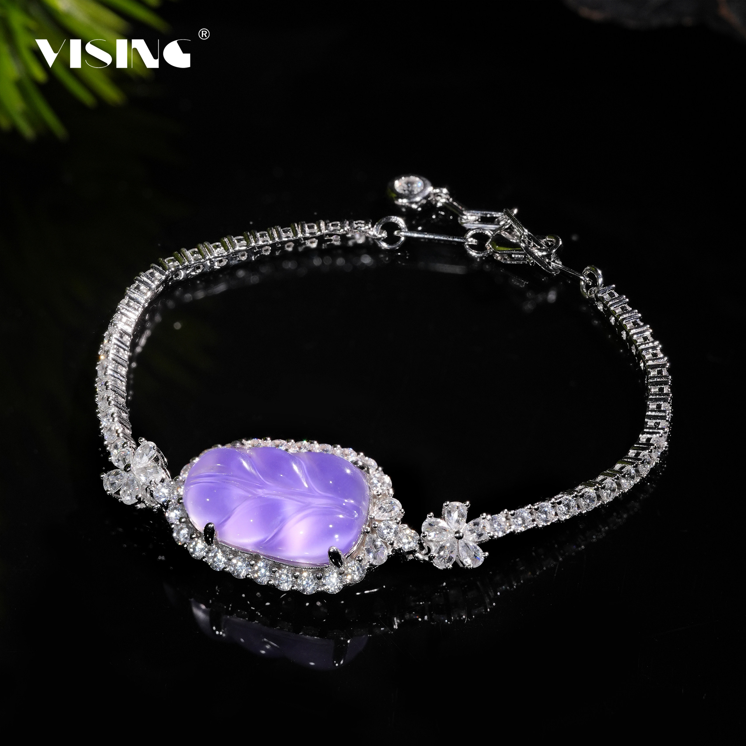 VISING珠宝水沫紫罗兰紫色叶子手链珐琅垫色工艺,珠宝/钻石/翡翠,手饰,淘宝优惠券,粉丝福利购,淘宝优惠卷