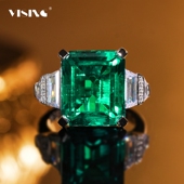 VISING AGL国际证书 实验室培育祖母绿木佐色9ct左右戒指S925