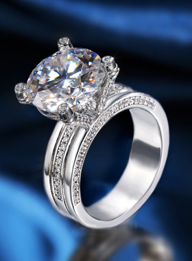 VISING珠宝V姐5克拉钻戒同款莫桑钻石戒指超奢华宽戒臂设计