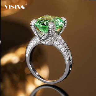 VISING培育绿色蓝宝石 阿富汗薄荷绿碧X效果戒指10ct左右 国检