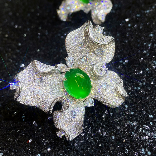 VISING马料冰种绿玉髓玛瑙精致蝴蝶戒指轻奢媲美翡翠S925银