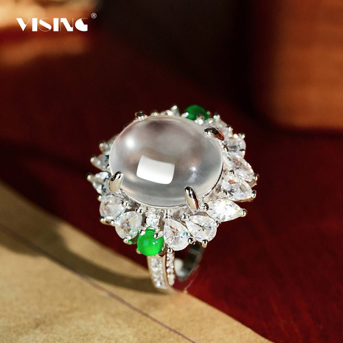 VISING珠宝天然水沫玉戒指
