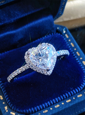 VISINGD色1克拉莫桑爱心戒指可过测钻笔有腰码带证书