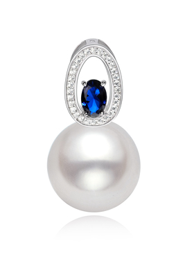 VISING珠宝真贝珠贝壳珍珠吊坠项链锁骨链S925银14mm