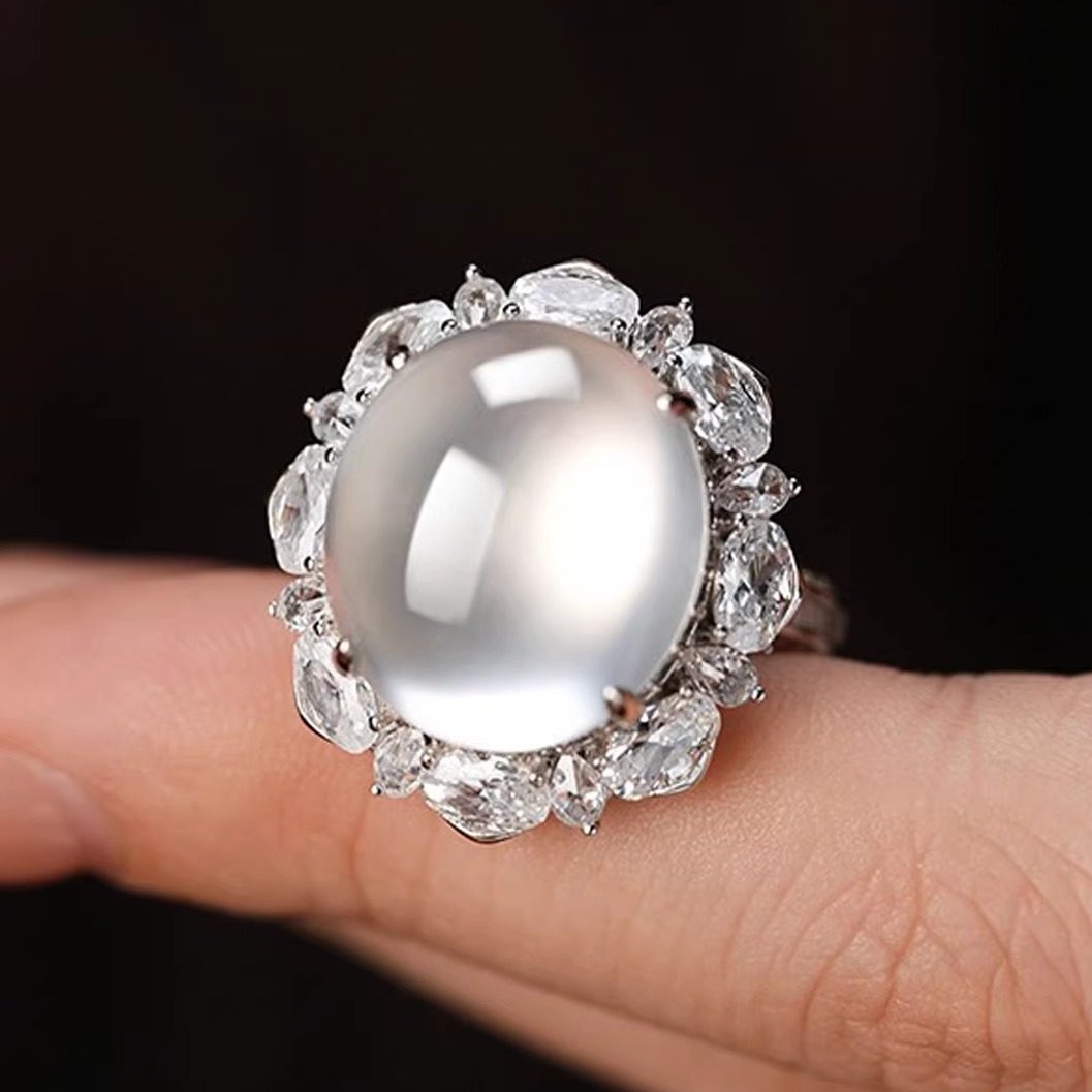 VISING天然石英质玉水沫玉鸽子蛋椭圆形蛋面白冰大蛋面戒指,珠宝/钻石/翡翠,手饰,淘宝优惠券,粉丝福利购,淘宝优惠卷