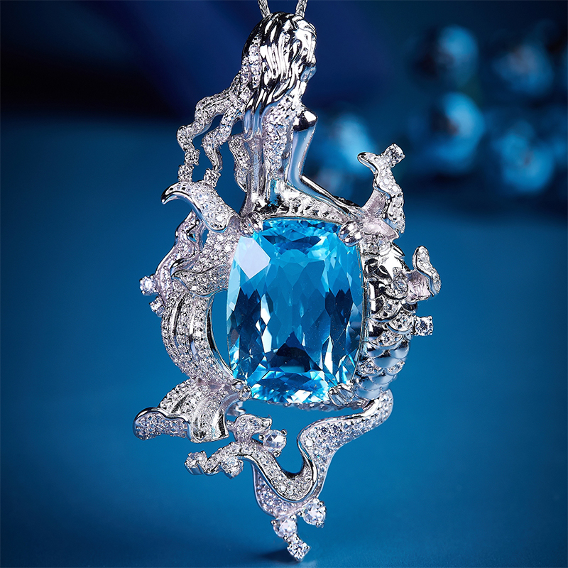 VISING胸针吊坠托帕石媲美海蓝宝