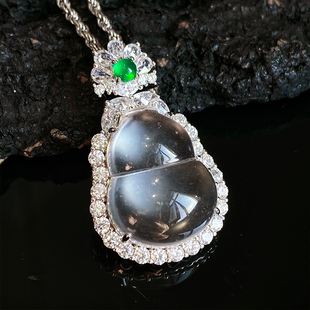 VISING天然石英质玉水沫玉葫芦福禄吊坠项链国风媲美翡翠