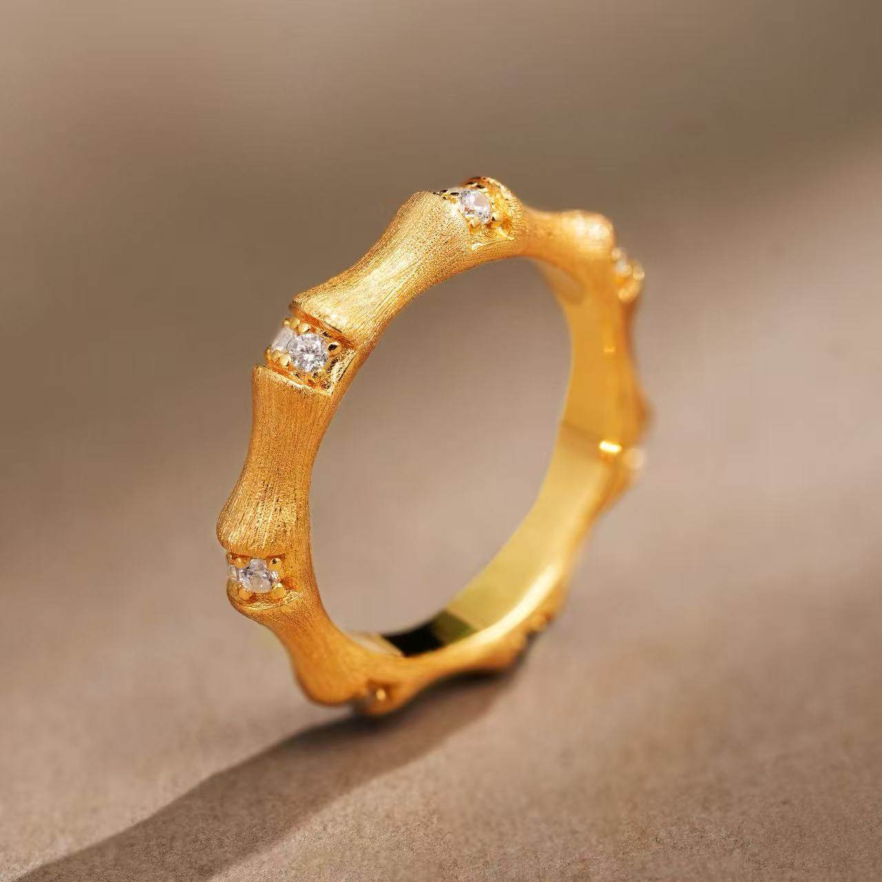 VISING珠宝足金色s925银节节高升竹节戒指指环拉丝刻丝工艺,饰品/流行首饰/时尚饰品新,戒指/指环,淘宝优惠券,粉丝福利购,淘宝优惠卷