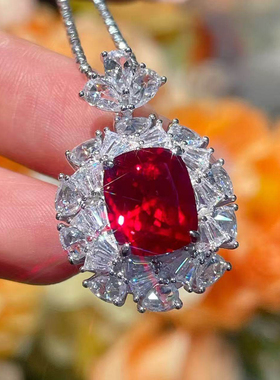 VISING【AGL国际证书】培育红宝石鸽血红5.7ct吊坠鸽子蛋S925银