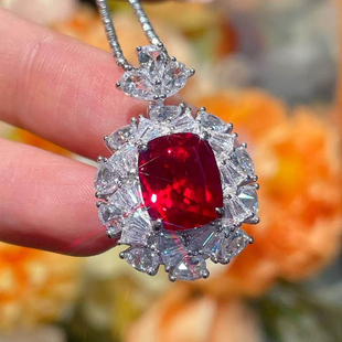 VISING 培育红宝石鸽血红5.7ct吊坠鸽子蛋S925银 AGL国际证书